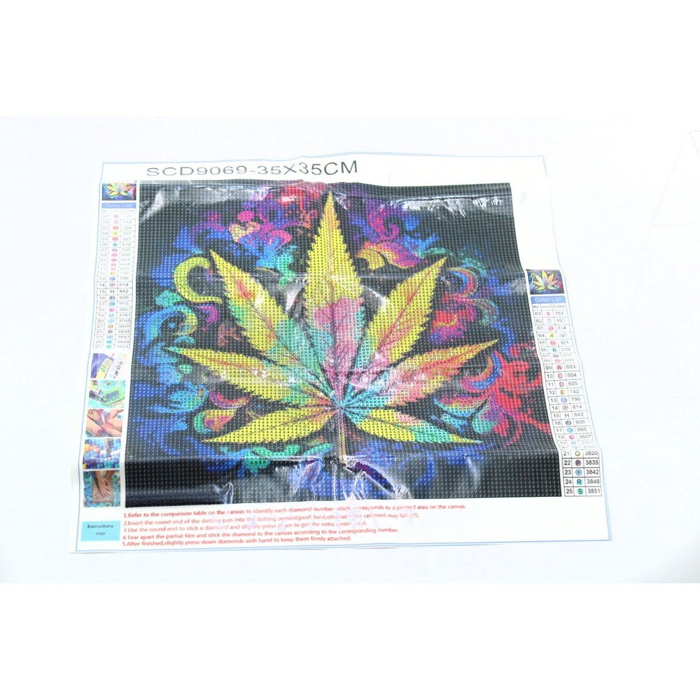 DIY 5D Diamond Painting Kit Colorful Pot Leaf Psychedelic Art 35x35cm SCD9069